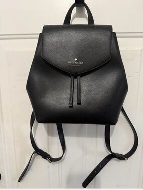 Authentic kate spade Black Saffiano Leather Drawstring Backpack
